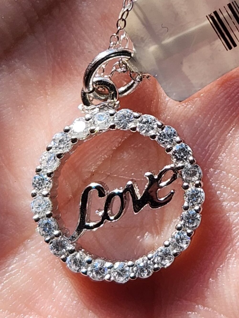 Italian 925 Silver Love Circle Eternity Pendant Necklace 18" NWT